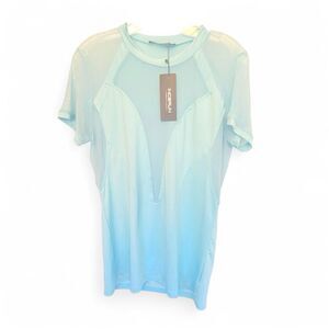 Incerun Blue Mesh Short Sleeve Workout Top Sz M NWT